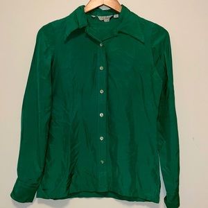 70s Vintage Green Silk Shirt